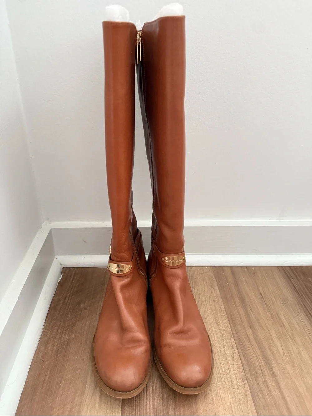 Michael Kors Tall Leather Over-the-Knee Boots in Cognac Brown
